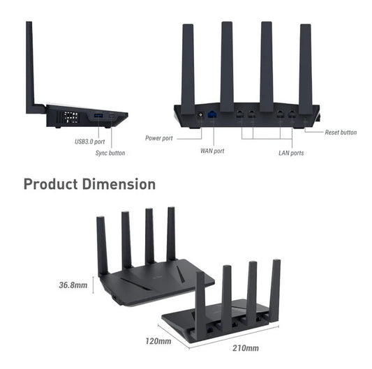 GL.iNet GL-AX1800(Flint) WiFi 6 Router VPN, OpenVpn&WireGuard, Tor, ExpressVPN, AzireVPN, WiFi 6 Router -Dual Band Gigabit Wireless